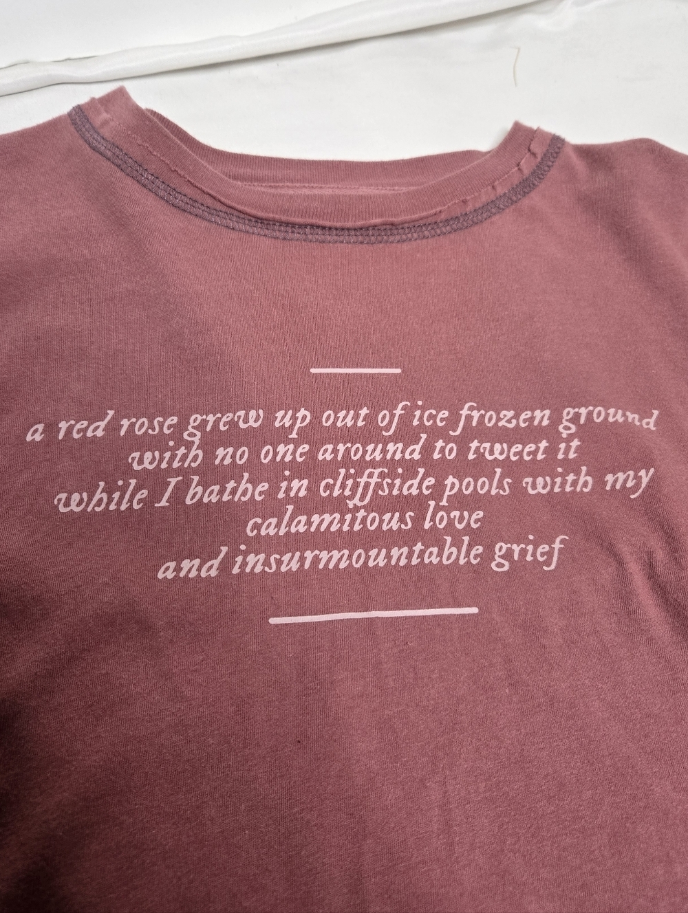 TAYLOR SWIFT maroon Auroras And Sad Prose puff‎ long sleeve cropped tee shirt M - Picture 3 of 10